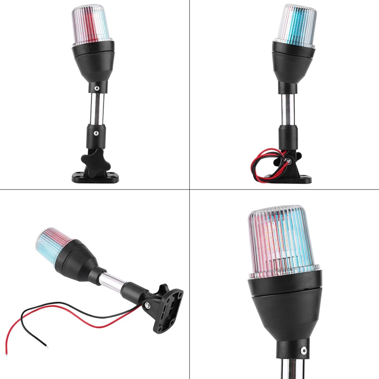 Fydun La Lampe De Navigation De LED, Yacht De Bateau Marin De Rivage RéGlable ImperméAble à l'eau Signal Lumineux Se Replient vers Le Bas De L'Ancre De Poupe