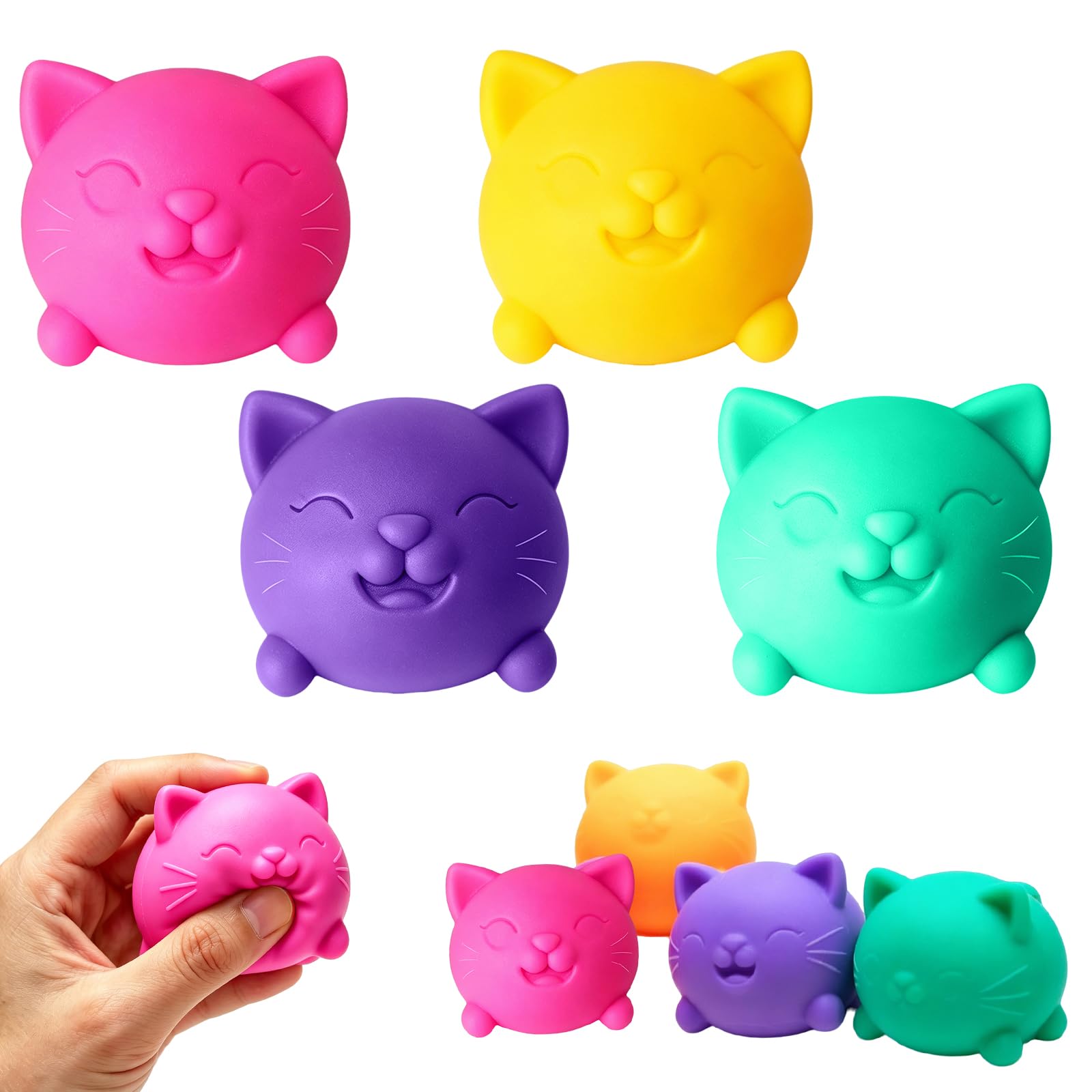 Viilich Squishy Stress Balls, Fidget Toys Stress Balls Sugar Ball Fidget Grape Stressball for Kids and Adults Anxiety Relief Special Toy for Squishy Toys(cat) — image 1