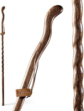 Brazos Handcrafted Wood Walking Stick, Twisted Oak, Ergonomic Style Handle, for Men & Women, Made in The USA