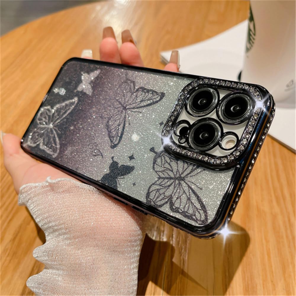 Housse silicone transparente iPhone 13 Pro coque papillon strass - 7