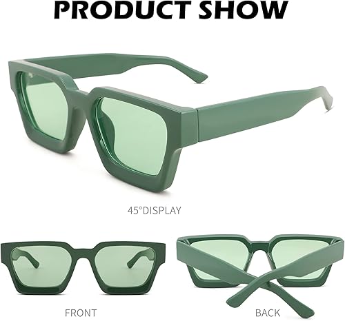 Miniatura 5 de Braylenz Lentes de sol cuadrados retro para hombres y mujeres, marco grueso, rectangulares, gruesos