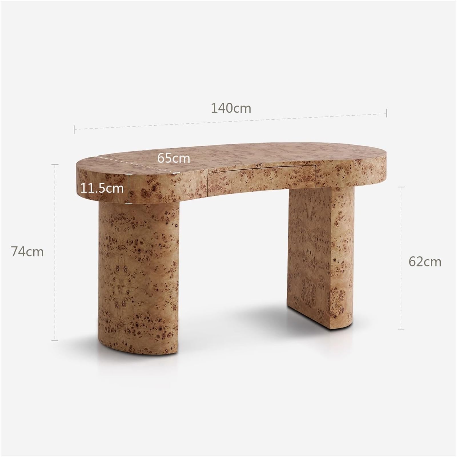 Acrittura Scrivania moderna e minimalista con piano curvo, 63" ， Legno