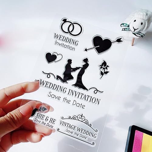 Anillo de diamantes para invitación de boda, sellos transparentes de silicona transparente, para álbum, tarjetas, sello de goma para decoración de