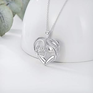 TANGPOET Collar De Panda Para Mujer, Plata De Ley 925, Collar Con Colgante De Corazón De Panda Para Mamá Y Bebé, Regalo De Joyería Para Cumpleaños, Navidad, Día De La Madre