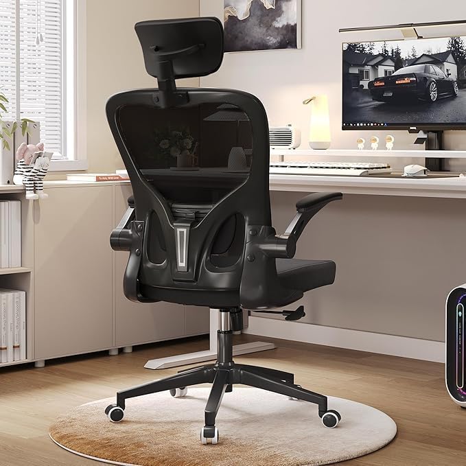 Image of Office Chair (06Black, Chair) | 360 Swivel Adjustable Lumbar Support & Flip-Up Armrests capacity 300 lbs capacity