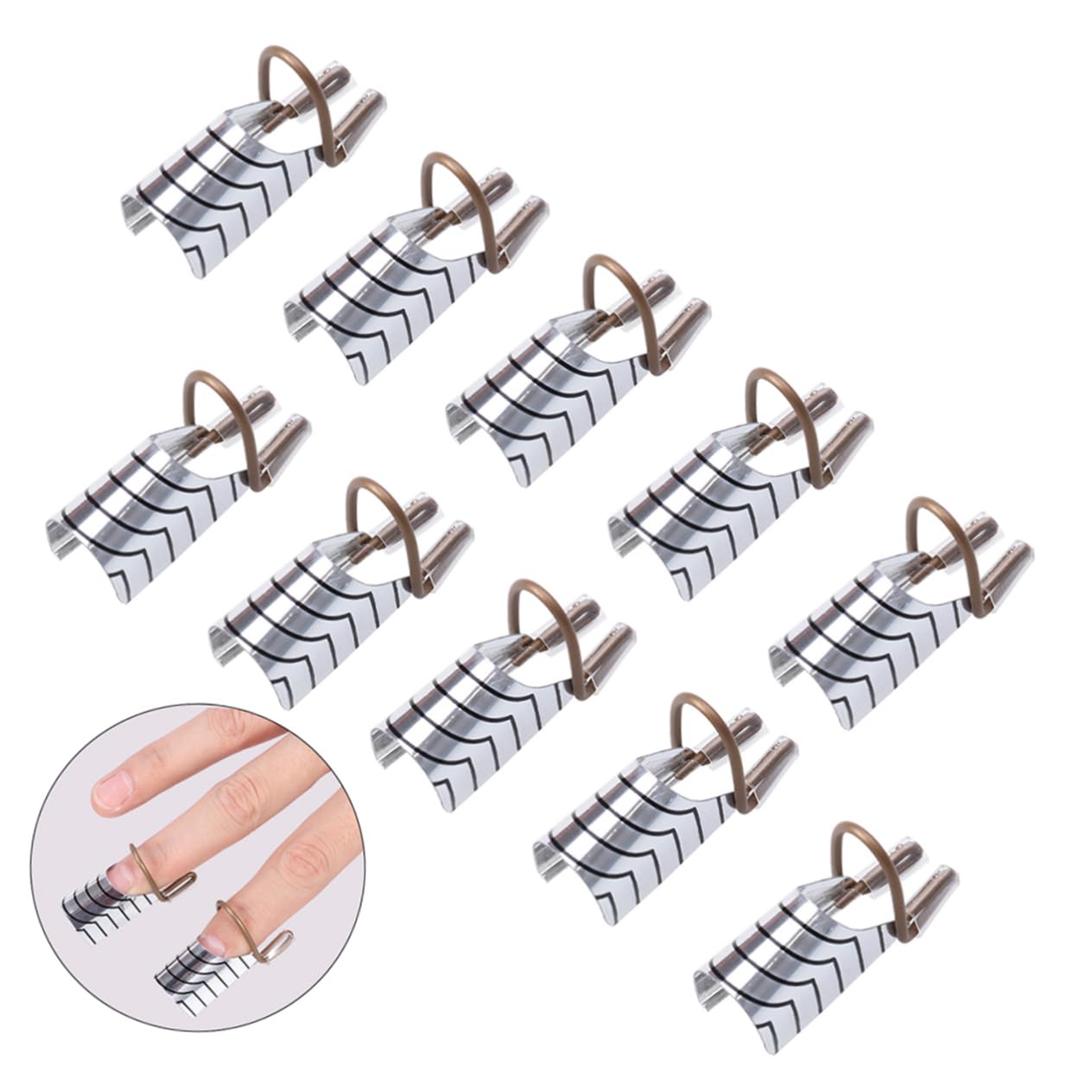 FRCOLOR 45pezzi Forme Metallo Per Unghie Stencil Per Allungamento Unghie Alluminio Ripetibili Per Manicure Art Per Uomini e Donne Argento