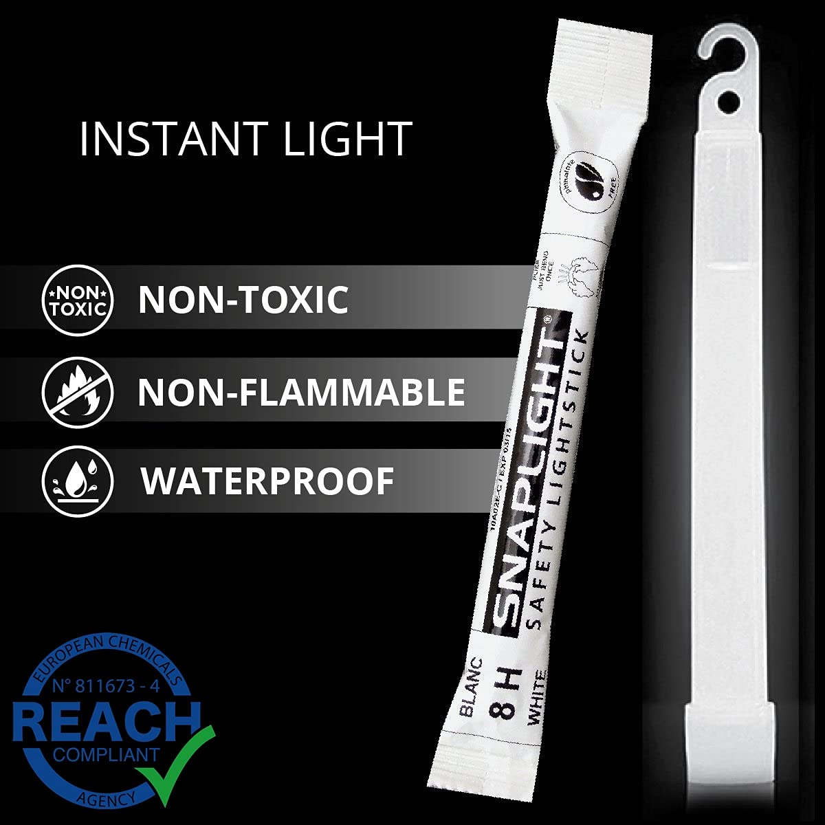 Cyalume Bastoncini Luminosi Bianco SnapLight Glow Sticks 15 cm - 6 Inch Light Stick ultra-luminoso con una durata da 8 Ore (Scatola da 10 pezzi)