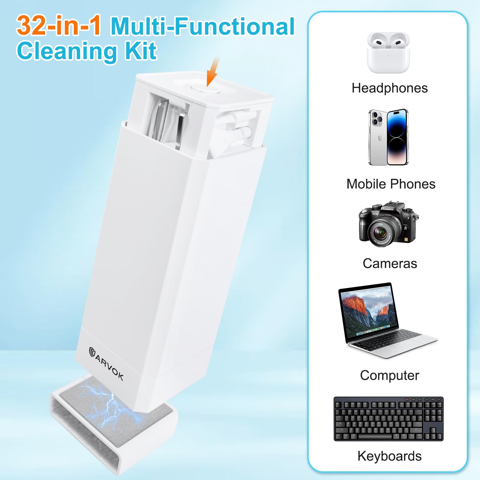 ARVOK Keyboard Cleaning Kit, 32 in 1 Computer Laptop Cleaner Kit, Electronics Devices Cleaning Tool - Image 4