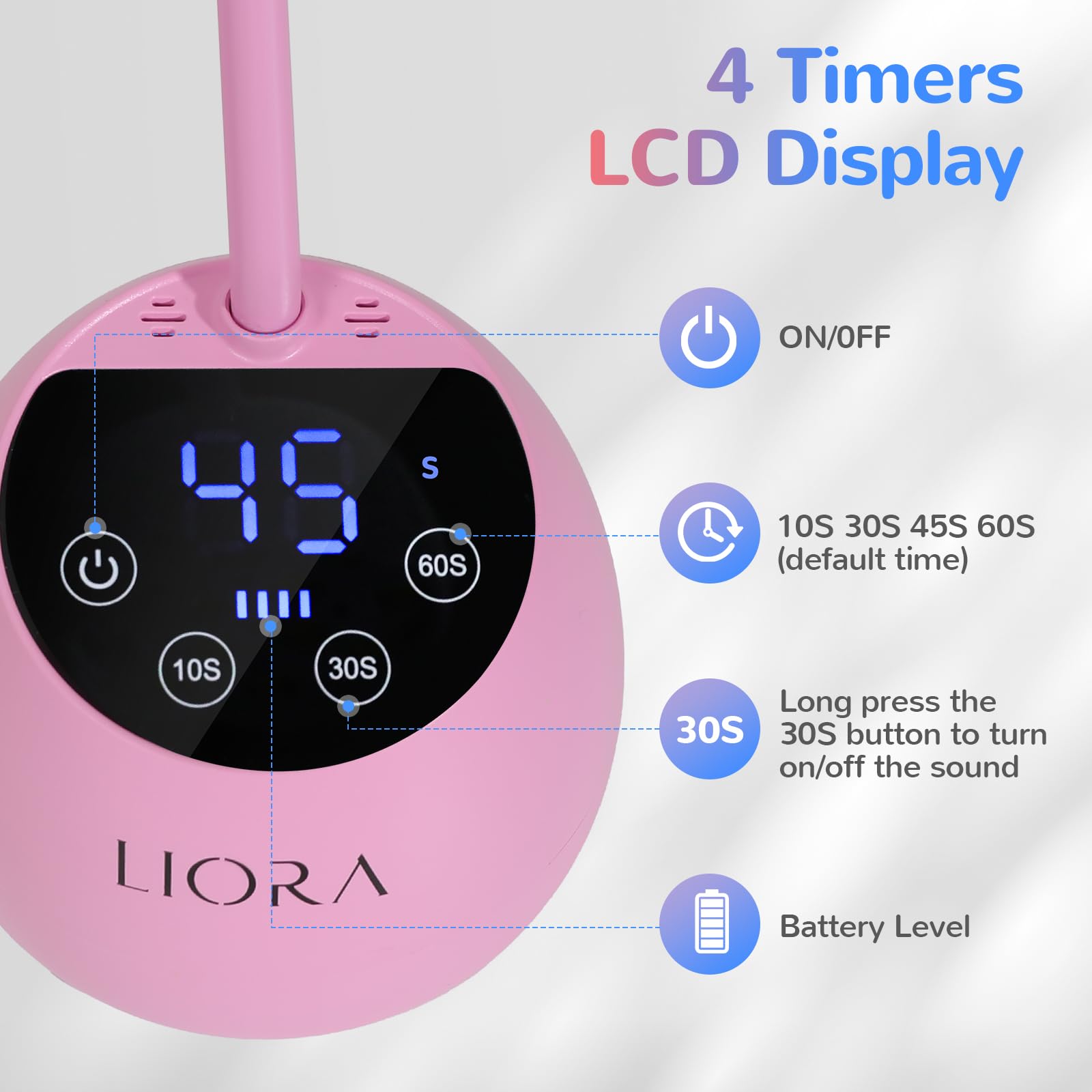 Lámpara de uñas LED UV, luz de uñas de cuello de cisne, secador de uñas recargable USB inalámbrico de 24 W con 4 temporizadores y sensor inteligente, luz de esmalte de gel de secado rápido para 4