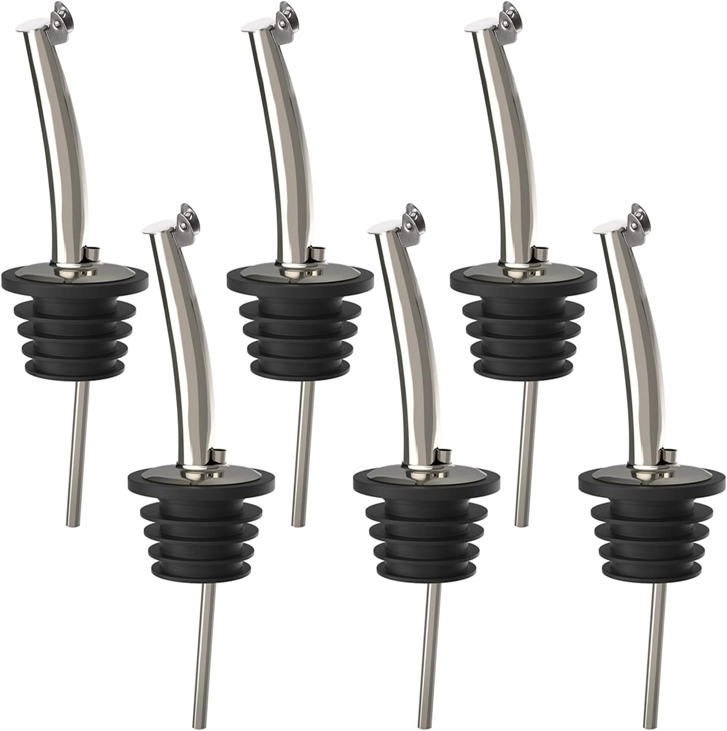 6 Pcs Liquor Pourers Stainless Steel oil spouts Bottle Pour Spouts with Covers for