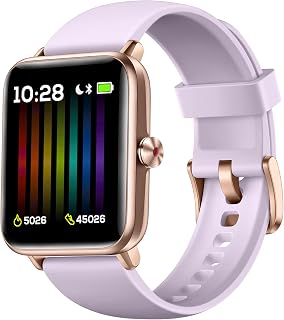 Smart Watch for Android Phones and iPhone Compatible, Smart Watches for Women Men 5ATM Waterproof Fitness Tracker with Heart Rate Sleep Monitor Step Counter Pedometer Stress Level, Lavender
