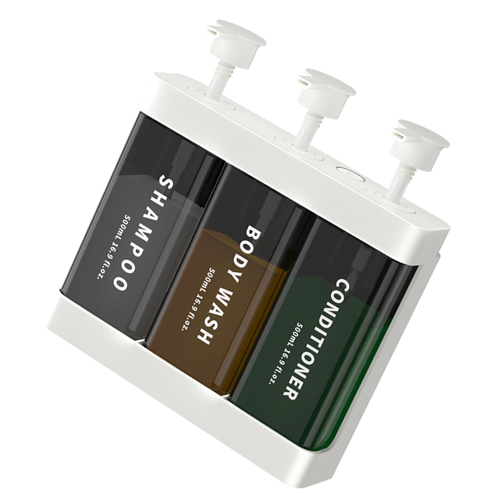 Ejoyous Dispenser di Sapone per Shampoo, Materiale ABS, 3 Camere da 1500 Ml, Montaggio a Parete per Bagno e Hotel (WHITE)