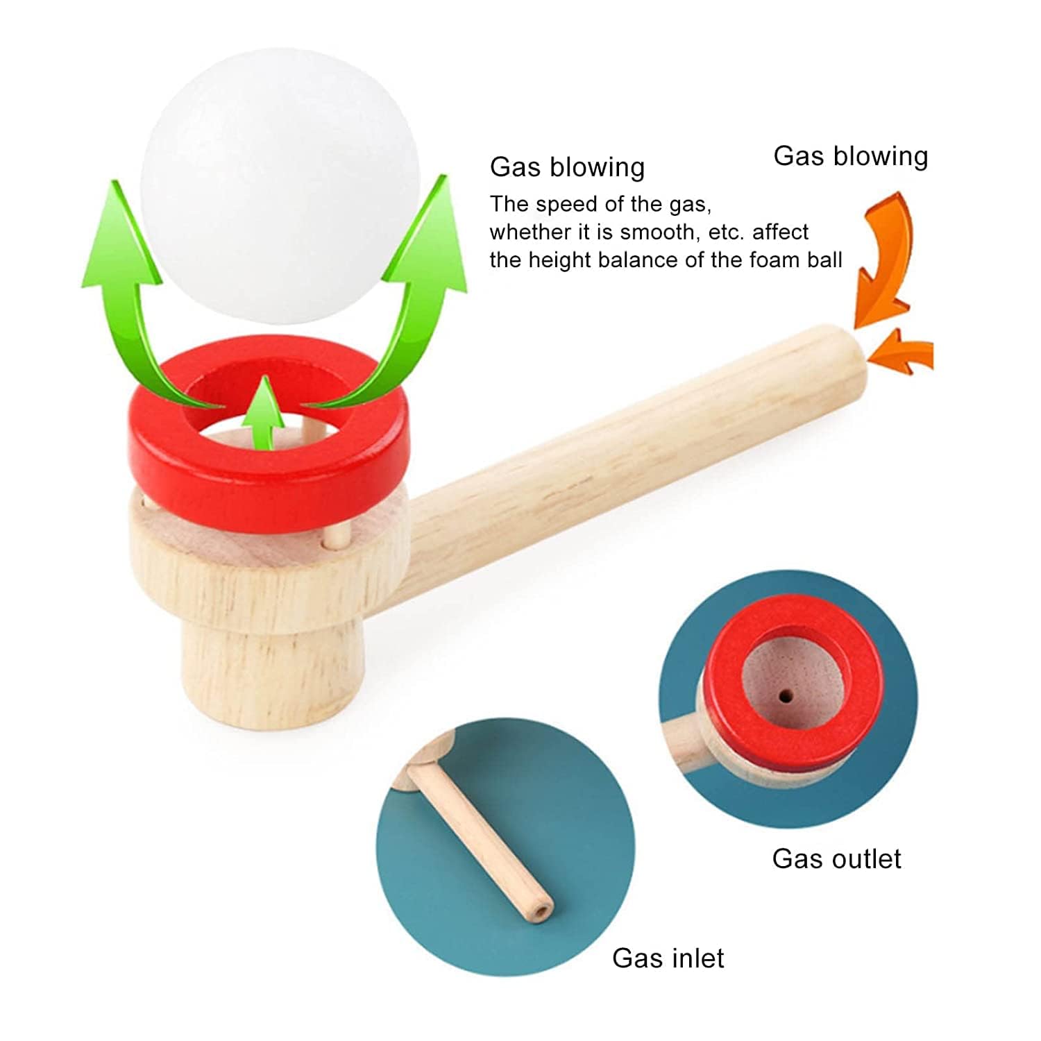 2 set di lembi palla giochi in legno per bambini palla fluttuante pustball legno pipa per bambini gioco di abilità per esercizi respiratori