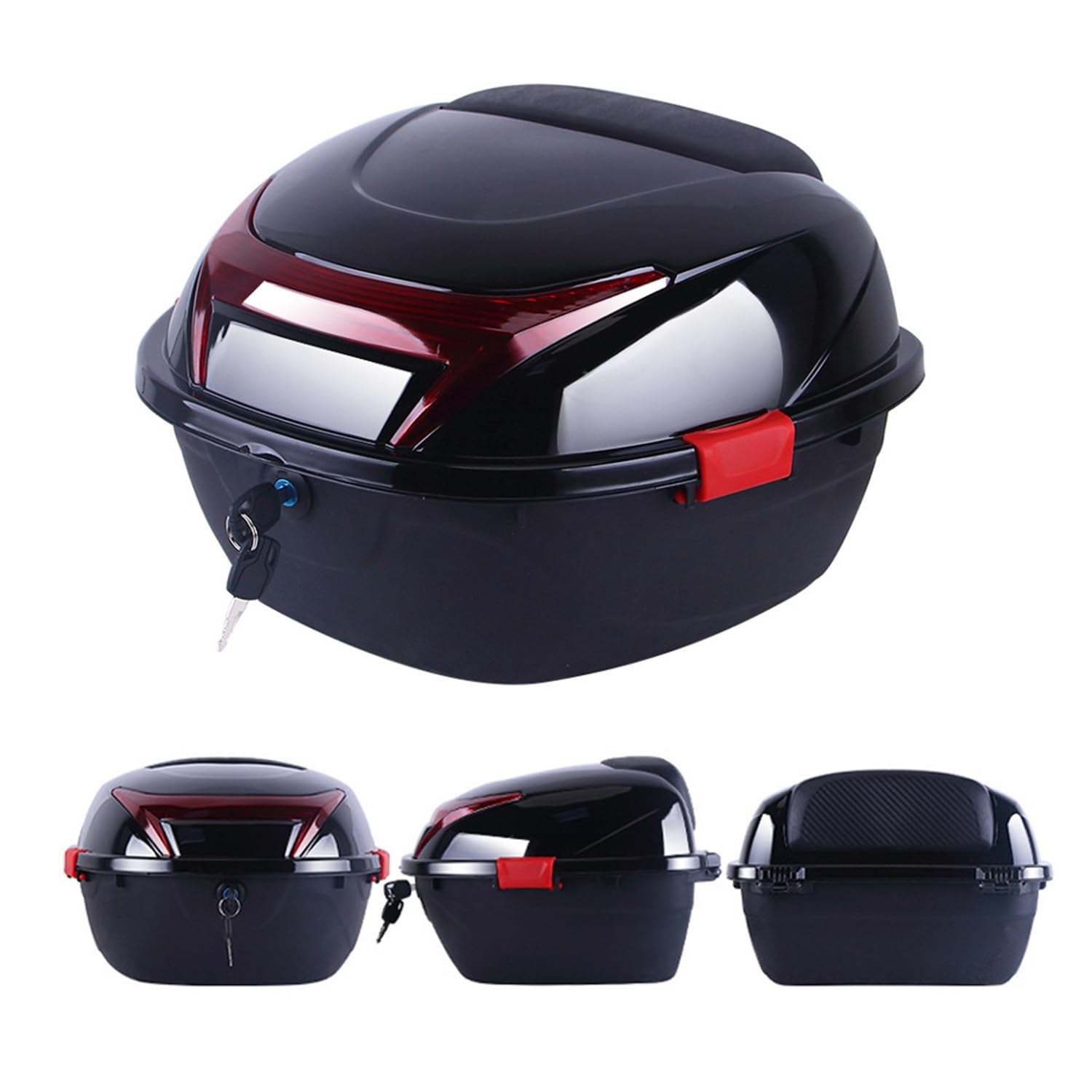 JEDAL Top Box pour Moto 35L Top Case Verrouillable Coffre Plastique Valise Étanche Quotidien Boîte de Rangement (Couleur : Noir)