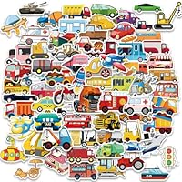 200PCS Vehicle Stickers for Kids – Cars, Trucks, Buses & More | Waterproof Glossy PVC | Cute Cartoon Transportation Stickers for Boys, Girls, Scrapbook, Laptop, Water Bottle