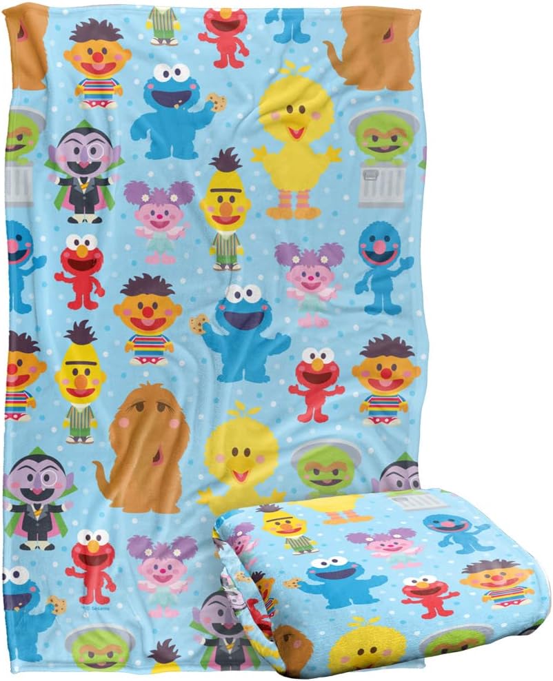 Sesame Street Cute Character Pattern Officially Licensed Silky Touch Super Soft Throw Blanket 36" x 58"