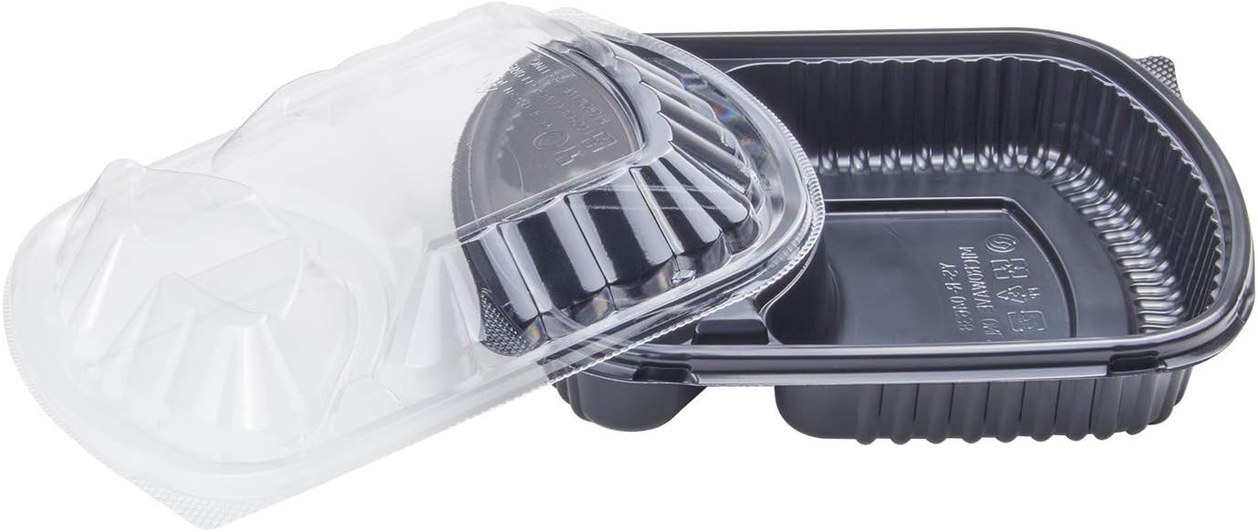 Karat OPS Lid for 36oz PP Plastic Microwaveable Black Take Out Box, 3 Compartment (Case of 300)