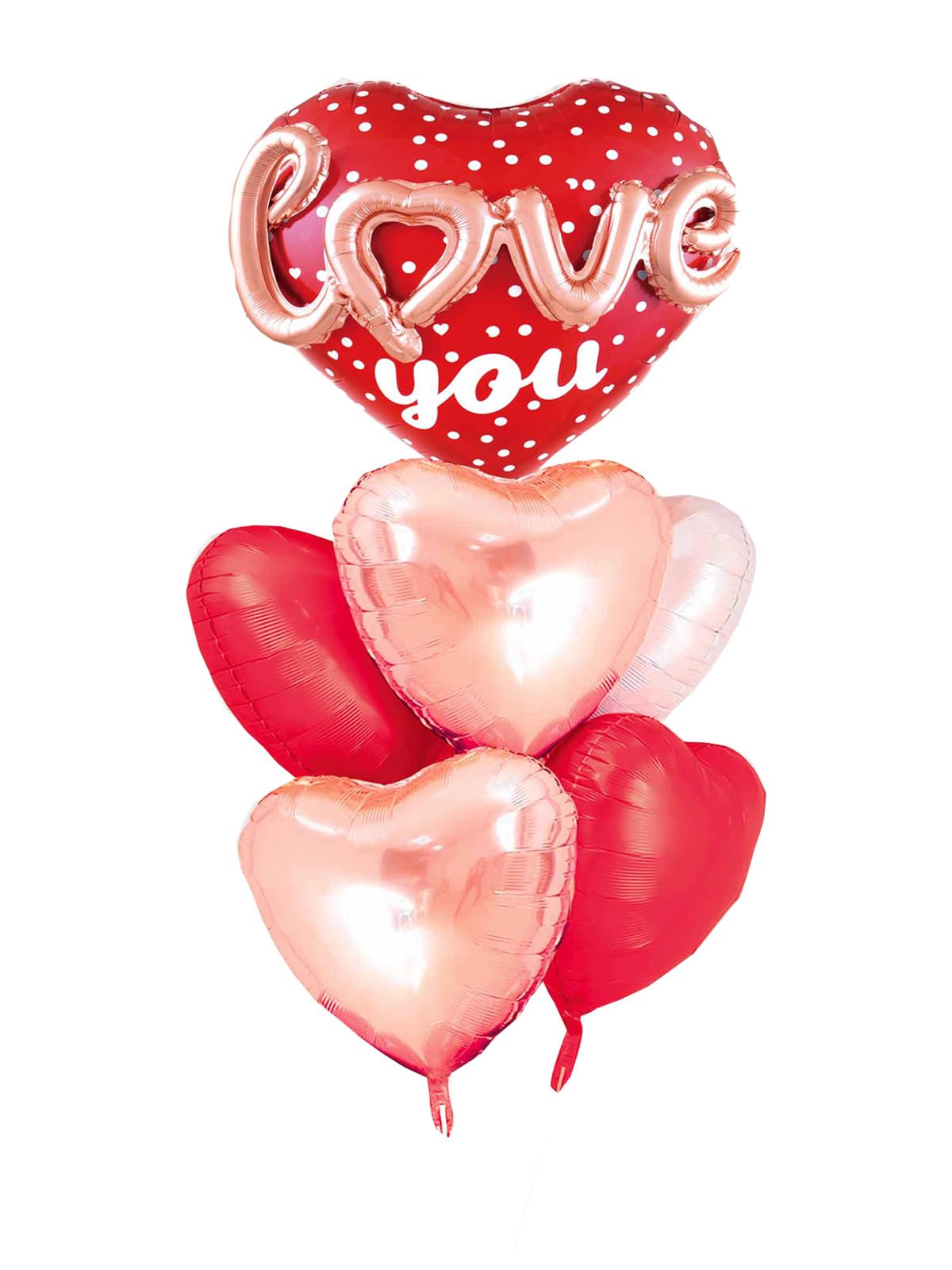 Red Heart Shape Rose Gold Love You Balloons Pack Of 6 Foil Helium Mylar Balloons For Valentines Day Mothers Day Wedding Anniversary Decorations Bridal Shower Birthday Party