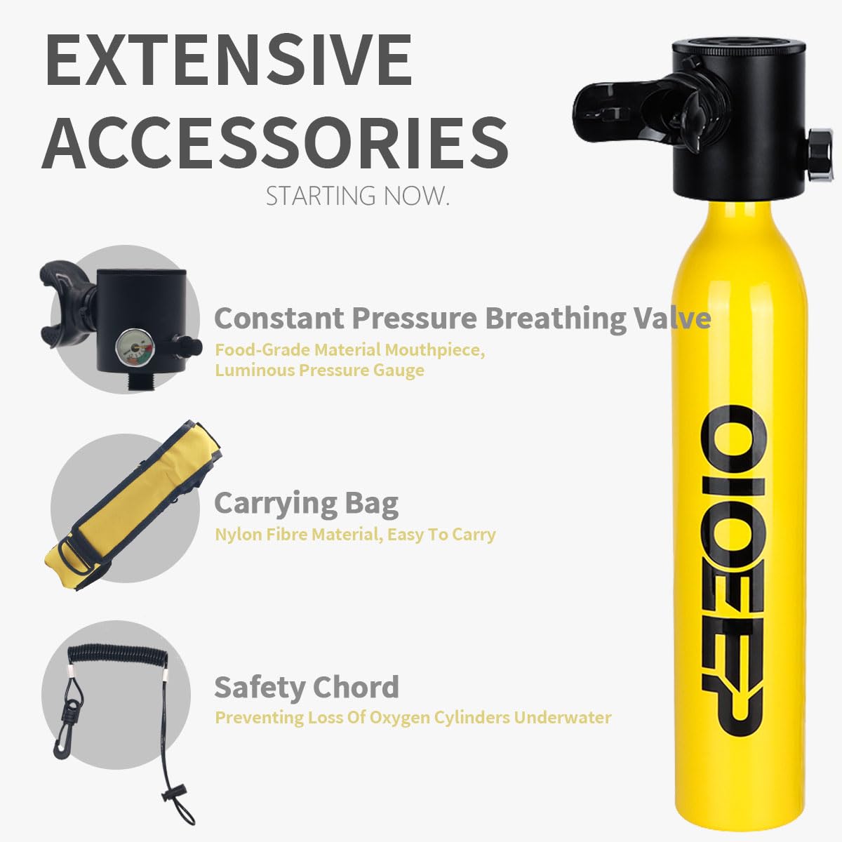 Mini tanque de buceo de 0,5 L, tanque de pulmón portátil de 0,5 L, sistema de respiración subacuática de 5 a 10 minutos para familia, fiesta y viaje, kit de buceo