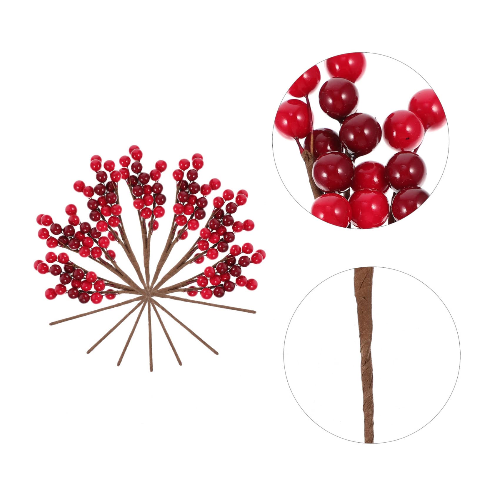 Cabilock 30 Pz Gambo di Bacche Rosse Artificiali Floreali Natalizie Bacca Rossa Artificiale Steli di Bacche Natalizie Spuntini a Bacca Rossa Decorazioni Natalizie Arredamento Schiuma
