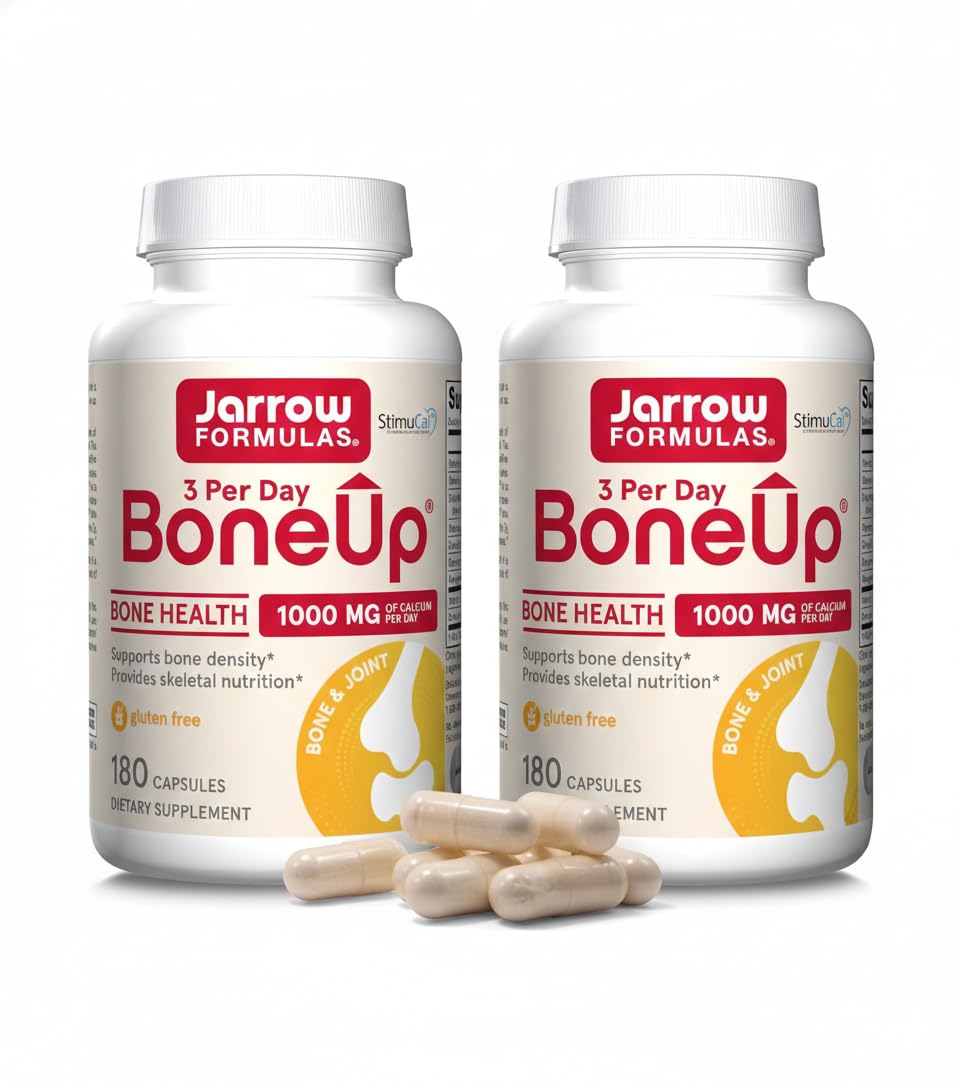 Jarrow Formulas BoneUp Three Per Day - 180 Capsules - Micronutrient Formula for Bone Health - Includes Natural Sources of Vitamin D3, Vitamin K2 (as MK-7) & Cal