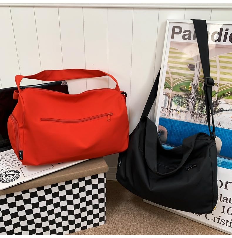 Travel Duffle Bag Gym Crossbody Bag for Women Men Weekender Overnight Duffel Bag Tote Bag (Red)3