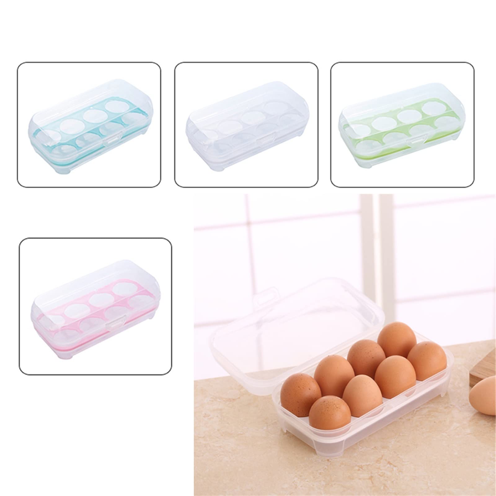 Compartimiento de Huevos para refrigerador Caja de Almacenamiento de 8 Huevos Refrigerador Porta Huevos Contenedor Portador de Huevos portátil para Camping Picnic