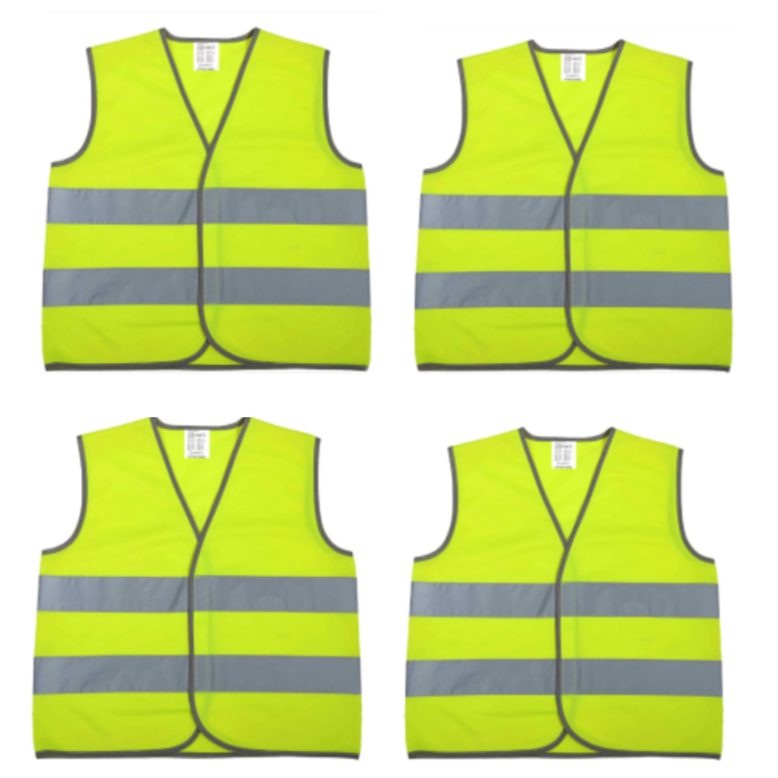 AYBUY 4 Pieces Hi Vis Vests for Kids, High Visibility Reflective Vest with Reflective Strips, Reflective Waistcoat for Children Boys & Girls, Hi Vis Jacket for Kids Outdoor, Fluorescent Yellow(S)