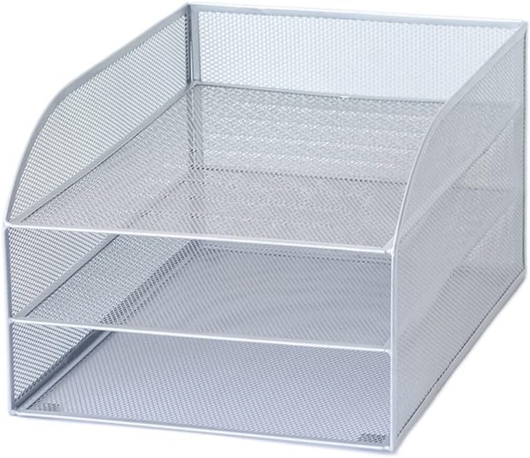 ファイルラック デスクトップファイルオーガナイザー メタルメッシュフォルダーラック マガジンラック 3段 オフィスファイルストレージ