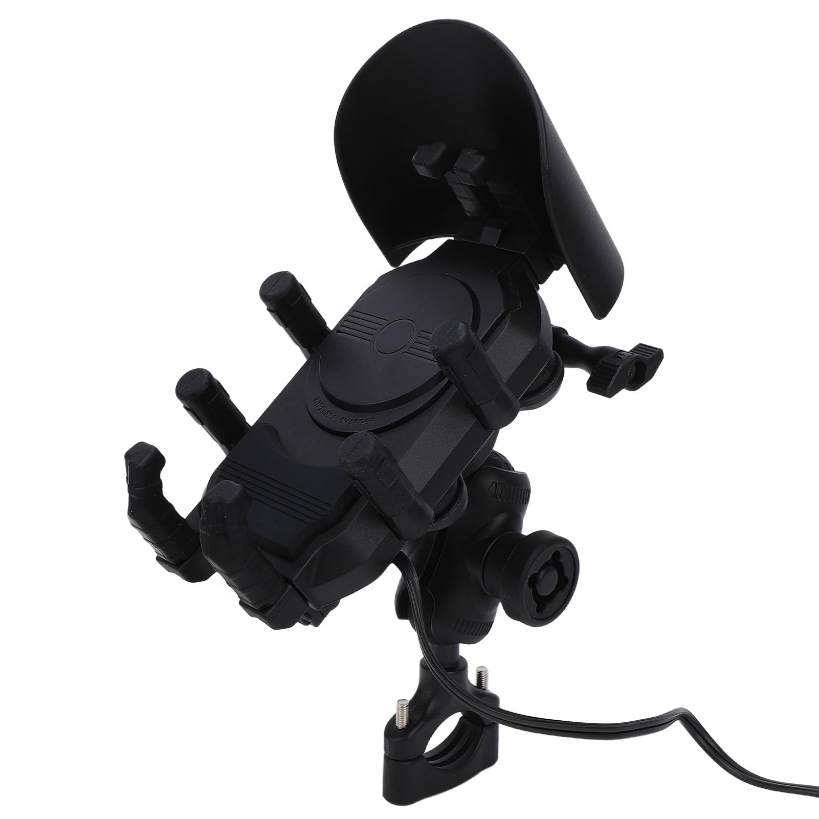 Asixxsix Soporte Antirrobo para Teléfono de Motocicleta con Amortiguador de Vibraciones, 15 W Inalámbrico PD USB de Carga Rápida Antivibración Manillar Soporte para Teléfono Móvil con