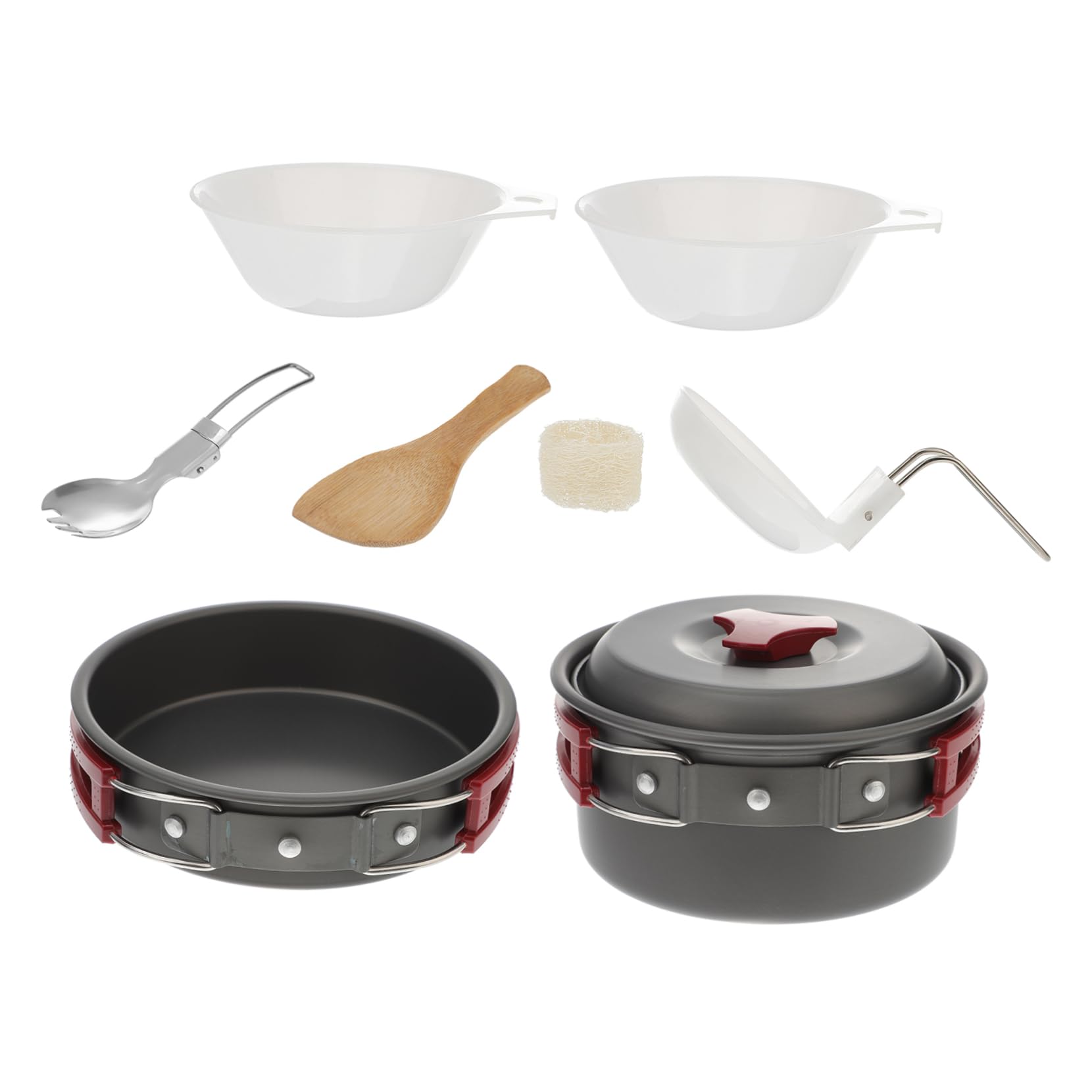 GANAZONO Lightweight Aluminum Outdoor Pot Set Camping Bowl Utensil Set Multi-Function for Hiking Backpacking