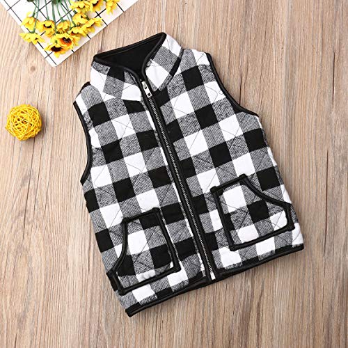 FYBITBO Kids Toddler Girls Winter Clothes Buffalo Plaid Vest Jacket Puffer Quilted Gilet Coats Christmas Zipper Warm Outwear4