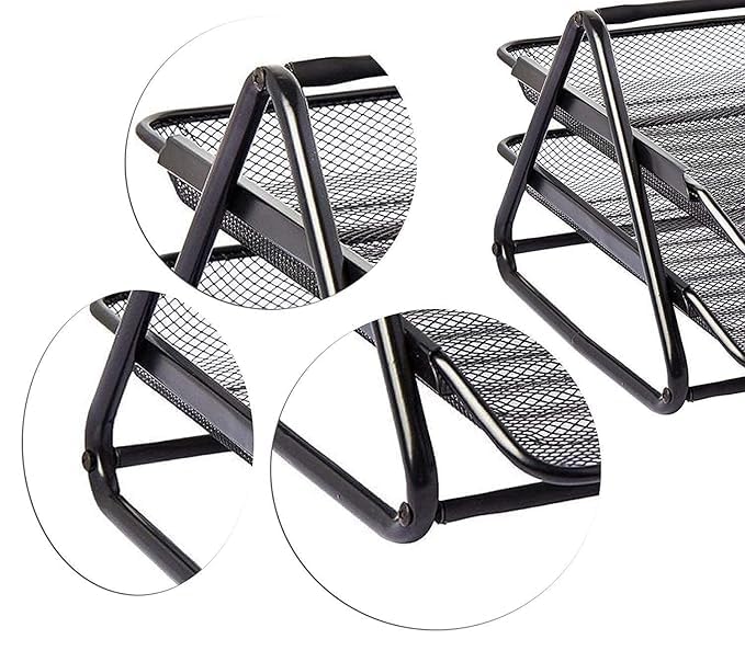 NESTIC Metal Mesh Document Tray File Rack with 2 Tiers Documents, Files, Papers, Letters, Folders Holder Desk Organizer (Black) (2 Tier) 2