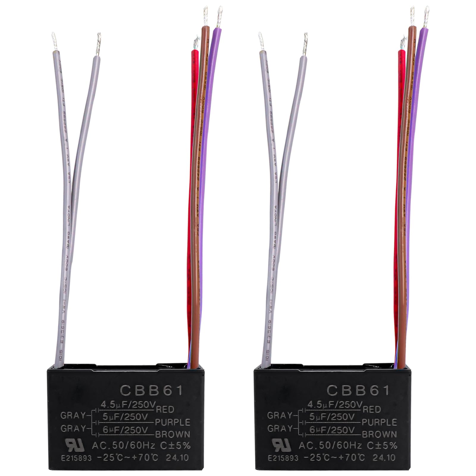 Podoy Ceiling Fan Capacitor 5 Wire for Compatible with BM CBB61 250VAC 4.5uf+5uf+6uf 50/60Hz (2 Pack)