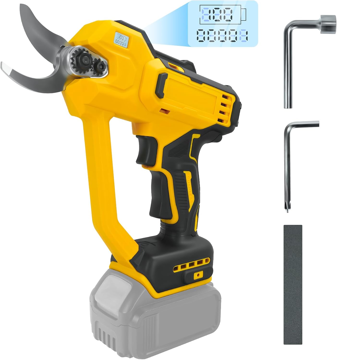 Cordless Electric Pruning Shears for Dewalt 20v Battery, 1.2'' Brushless Tree Trimmer, LCD display, SK5 Blades, Safety Switch, Anti-Slip Handle for Gardening Tree Pruning(No Battery)