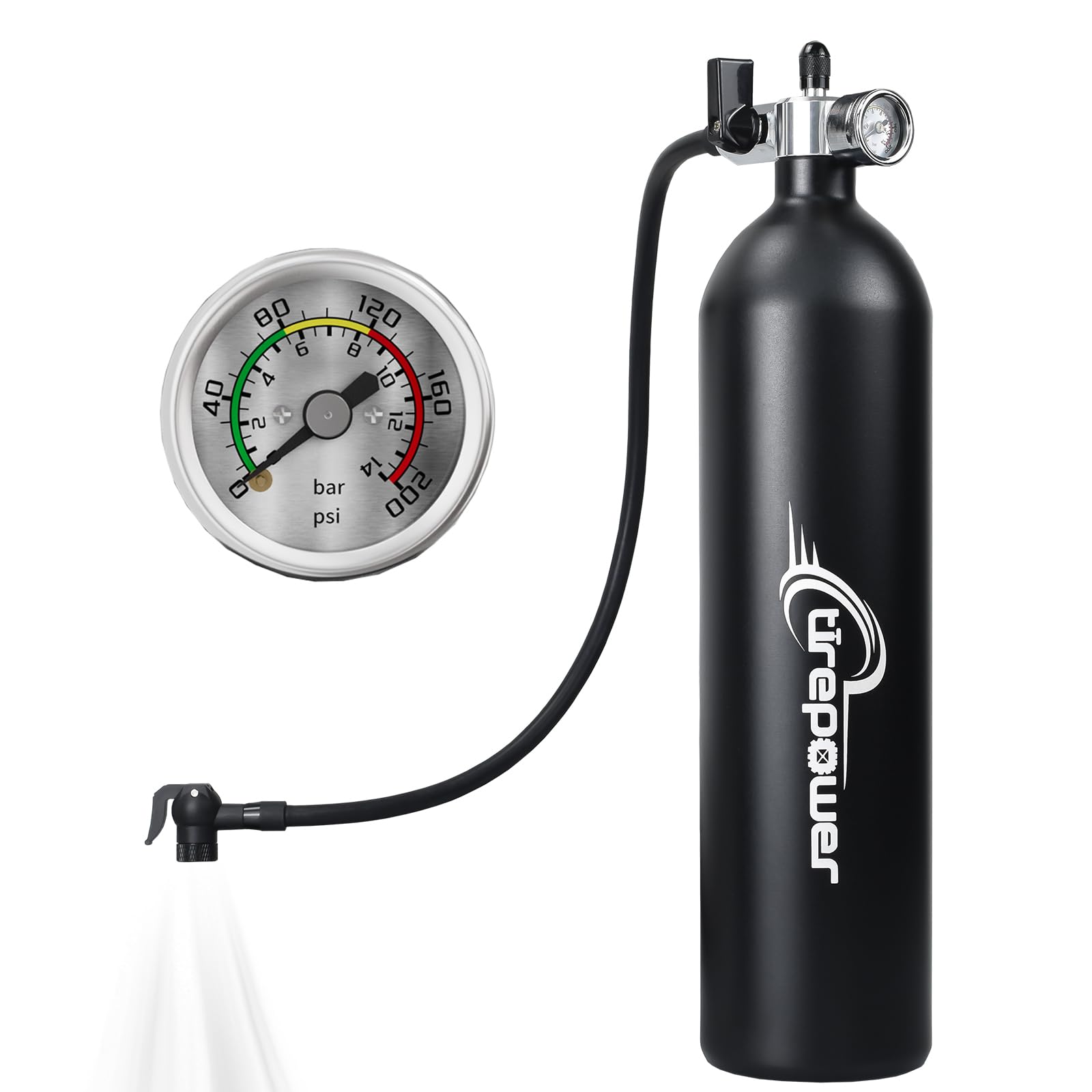 High-Pressure Tubeless Bike Tire Inflator Air Tank - 200 PSI Aluminum Alloy Bicycle Tyre…