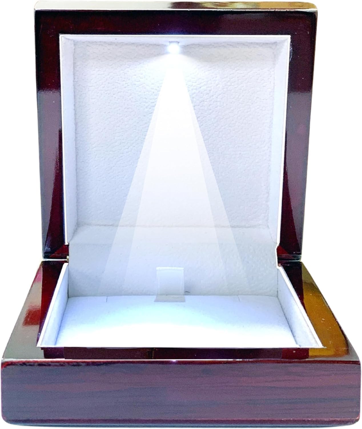 Necklace Box with LED Light Small Jewelry Display Case for Bracelet Earrings or Chains Luxury Lighted Wooden Presentation