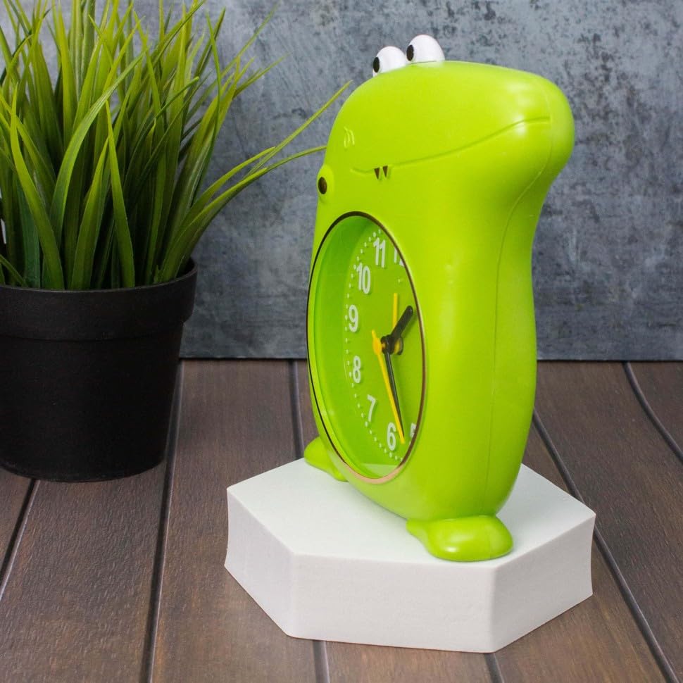 LIGHTER HOUSE� Cutest Crocodile Table Alarm Clock with Pen Stand for Kids Room Study Table Clock - Mix Colour 3