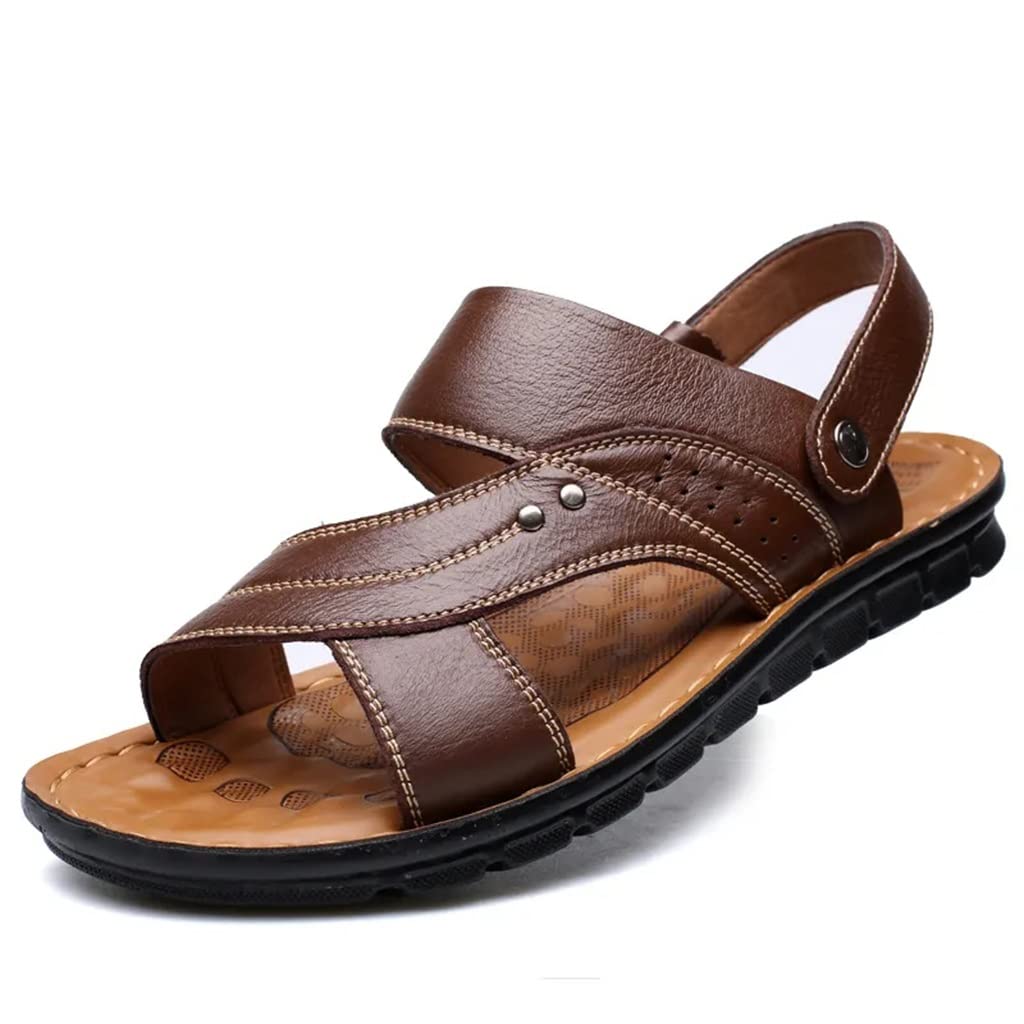 Sandali Estivi da Uomo Scarpe da Spiaggia in Pelle da Uomo Scarpe Casual Pantofole Sandali a Righe Scarpe da Uomo in Gomma (Color : D, Size : 40) (D 44 EU)
