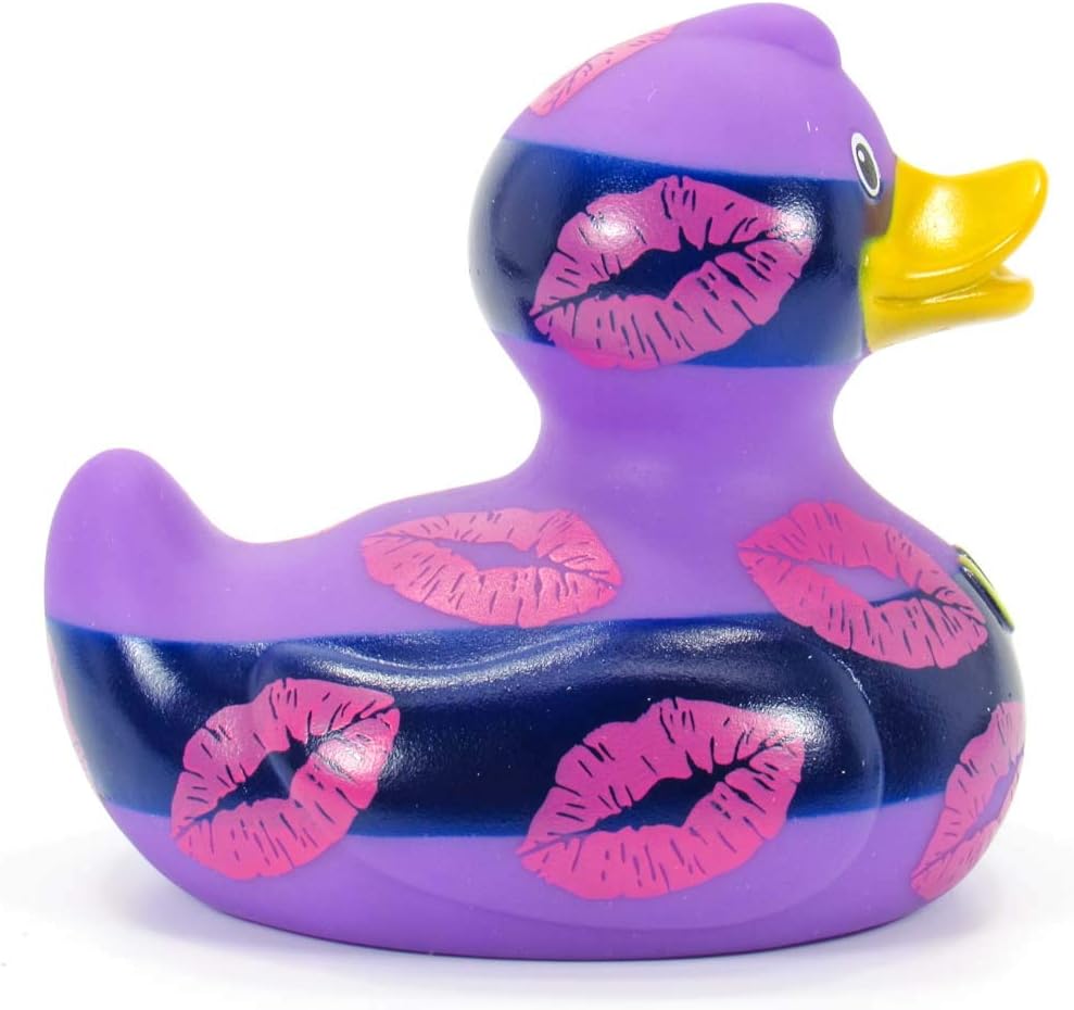 Mwah Mwah Rubber (Kiss) Rubber Duck Bath Toy by Bud Duck | Elegant Gift Packaging - "Kiss me quick! | Child Safe | Collectable