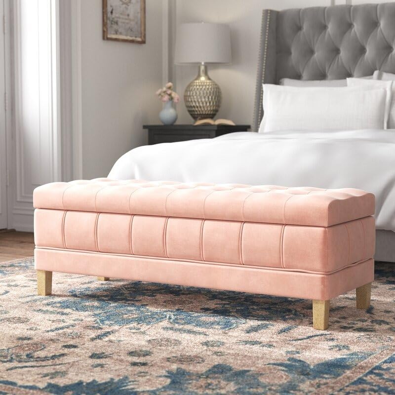 LEGACY OF COMFORT Double Border 2 Seater Sofa Velvet Upholstered Ottoman Bench with Storage, for Living Room, Bedroom, Entryway (Pink) (B0D9TF3RSN) Amazon Price History, Amazon Price Tracker
