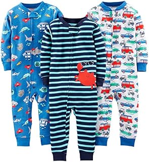 Simple Joys by Carter's Baby Boys' 3-Pack Snug Fit Footless Cotton Pajamas, Crab/Sea