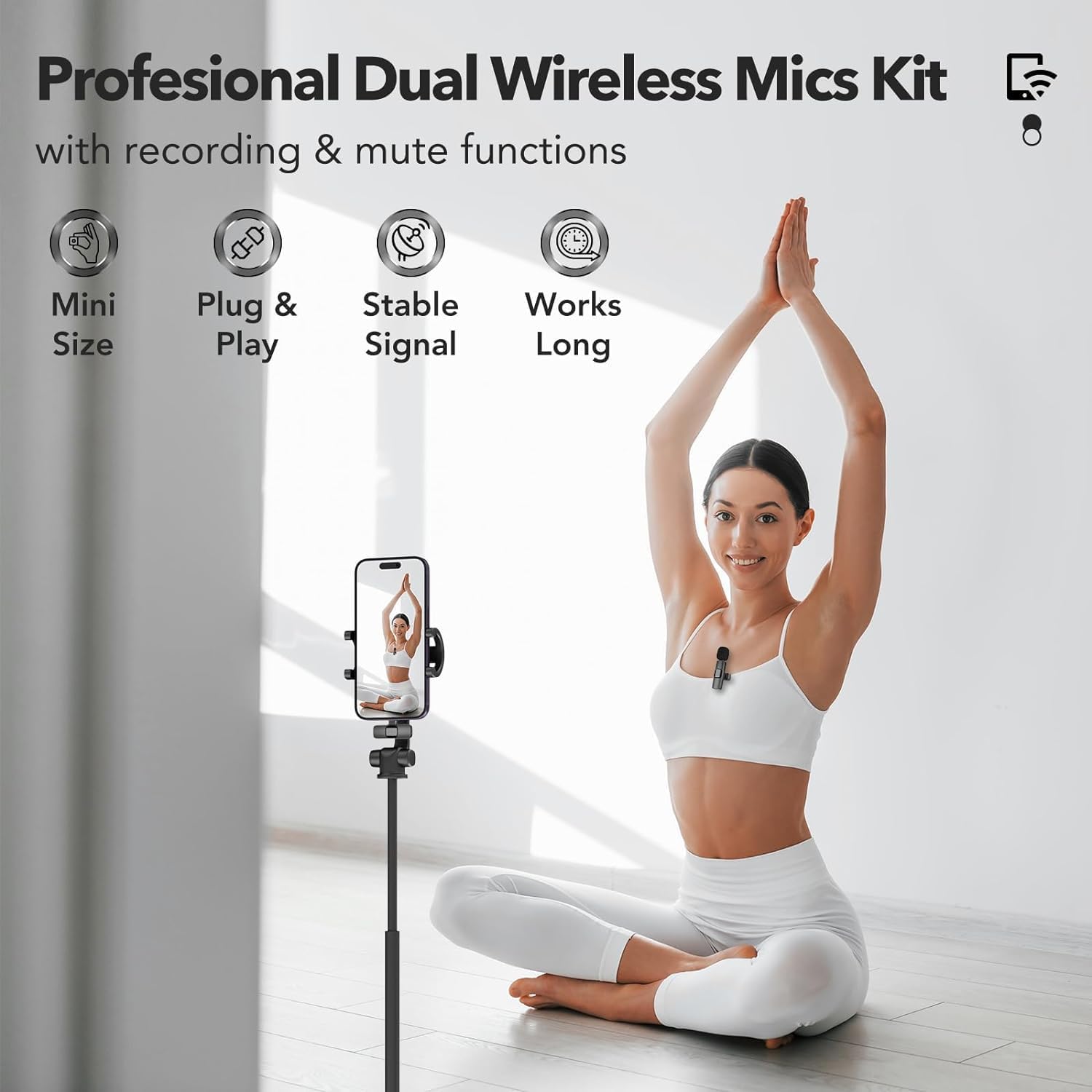BOVTY Omnidirectional Lavalier Wireless Microphone for Type-C Android & iPhones, Noise Reduction Lapel Mic for Youtubers, Video Recording, Facebook Live All Smartphones Mobile Phone Tablet. (Black) - Image 8 thumbnail