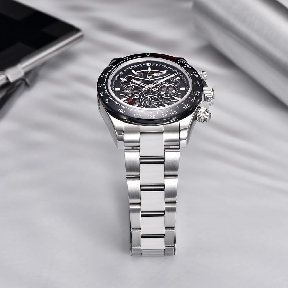 lateral view of PAGANI DESIGN 1777 watch showing crown and pushers