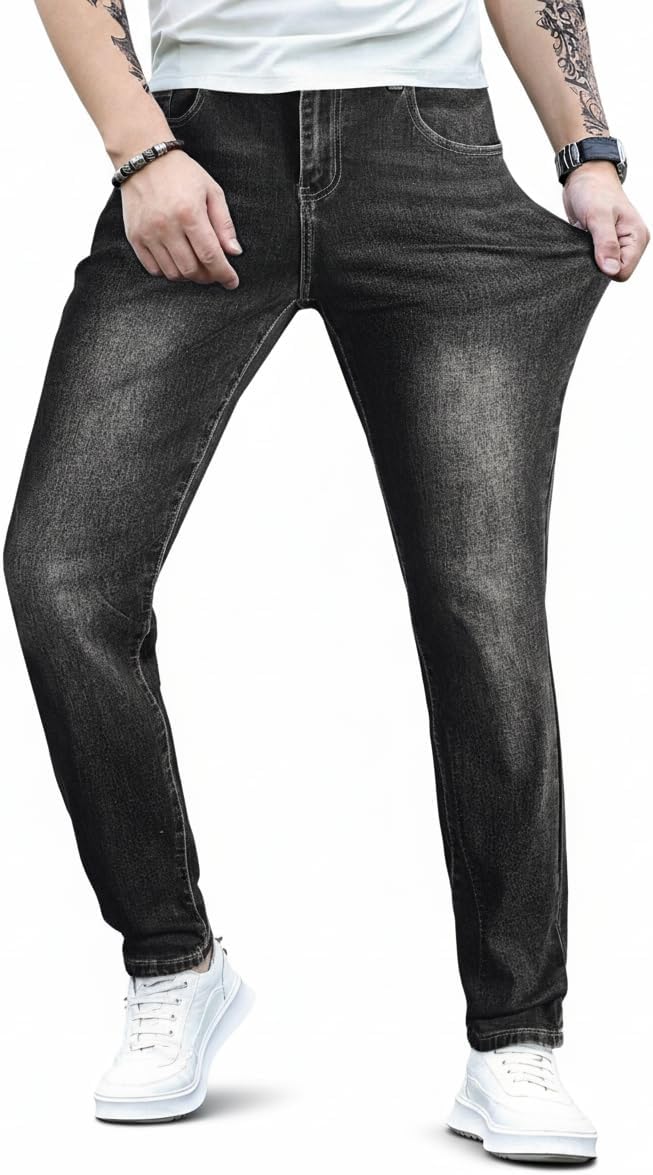 JMIERR Men's Slim Fit Stretch Tapered Leg Skinny Jeans, Comfort Flexible Denim Pants for Men with 5 Pockets