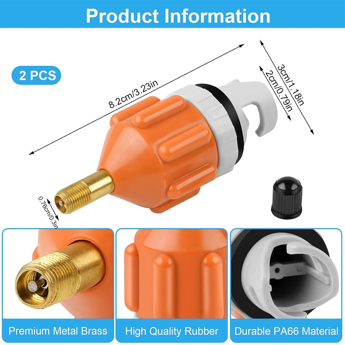 2 pezzi accessori sup, verticali adattatore sup compressore, adattatori per valvole motore per tavole da paddle verticali per kayak, valvole per pompe gonfiabili per tavole da paddle (arancione).