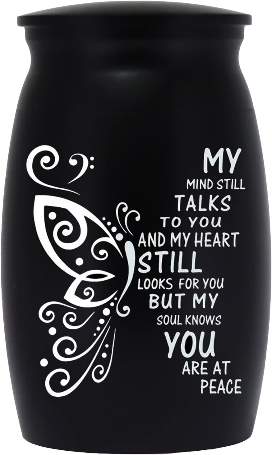 Aluminum Mini Cremation Urn - Small Keepsake Urn for Sharing Ashes - My Mind Still Talks to You