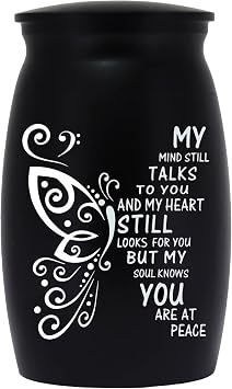 Aluminum Mini Cremation Urn - Small Keepsake Urn for Sharing Ashes - My Mind Still Talks to You