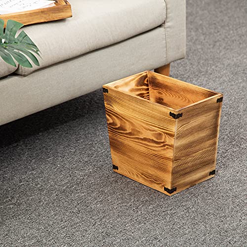 Vergoodr VR-TRCAN-S-2001 Grey Farmhouse Style Torched Wood Trash Can Waste Bin thumb #5
