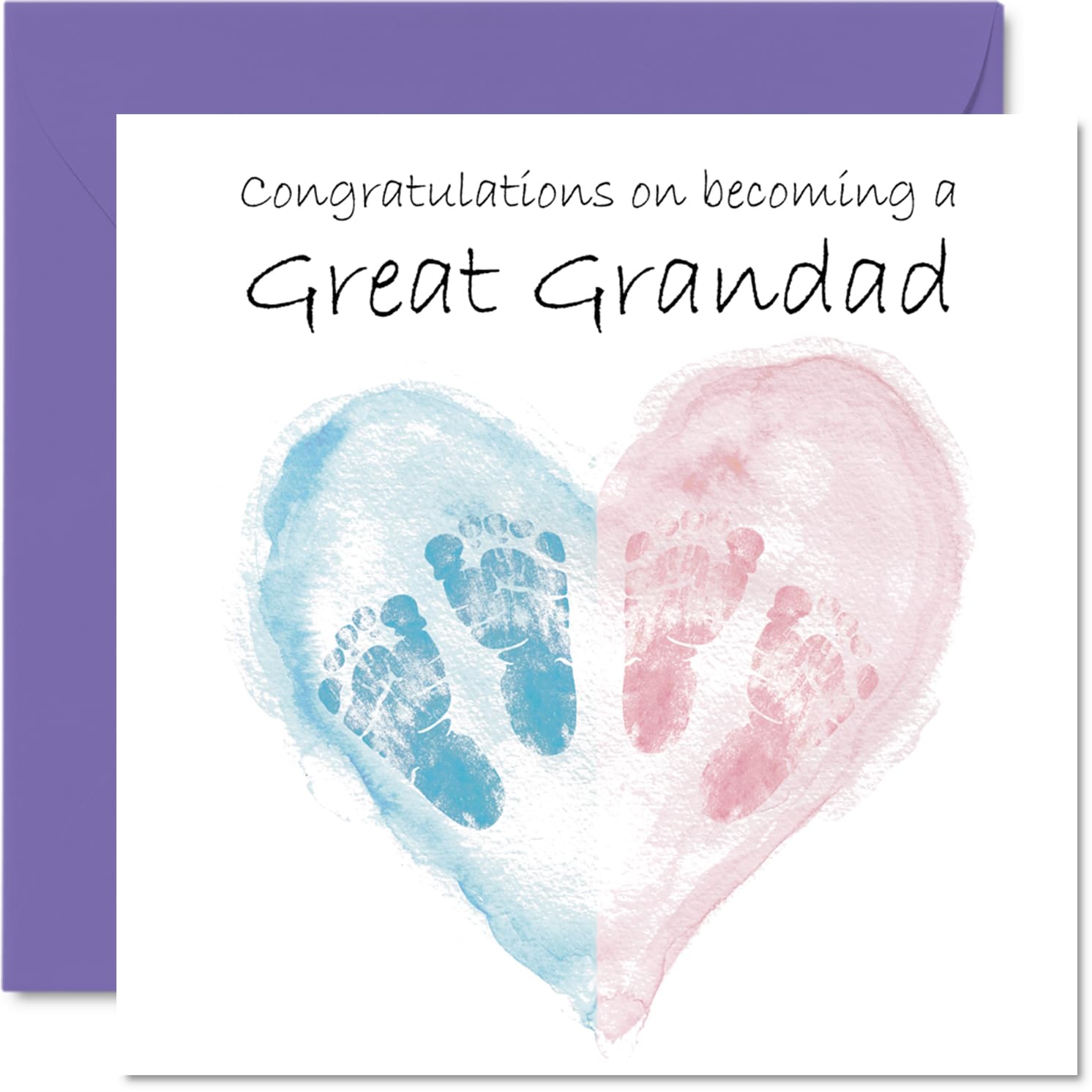 New Baby Unisex Card for Great Grandad - Twins Congrats Becoming - Well Done Congratulations Card for New Great Grandad, 145mm Welcome To The World Greeting Cards